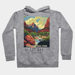 A Vintage Travel Illustration of Zion National Park - Utah - US Hoodie